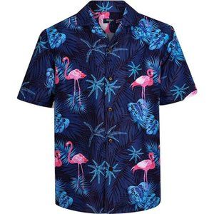 Floral Hawaiian Vacation Shirts for Men Flower Casual Short Sleeve